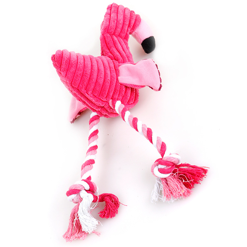 Jouet de morsure rose pour animaux de compagnie jouet de corde de chien flamant rose en peluche à mâcher pour mâcher