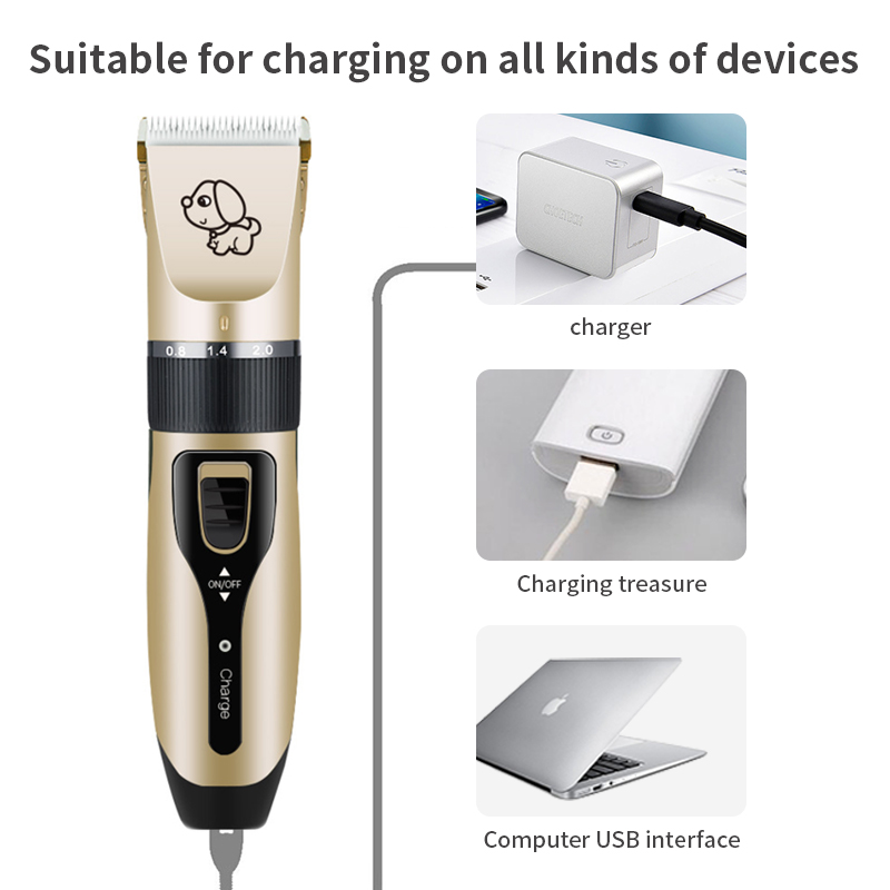 Kit de toilettage de charge USB pour animaux de compagnie ciseaux électriques tondeuses pour chien