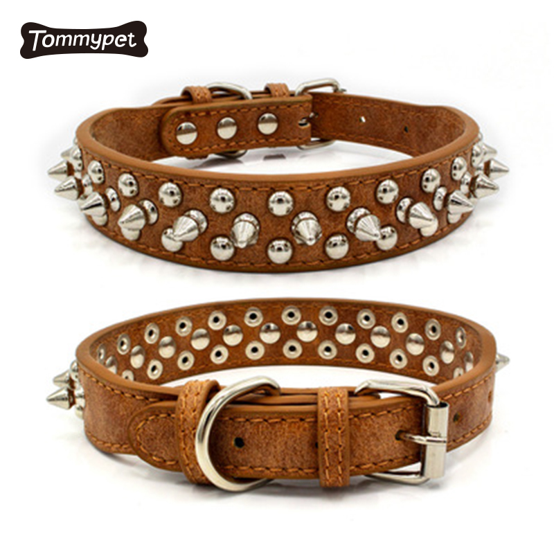 Usine de gros OEM personnalisé nouveau design chien Spike collier petit grand cuir PU collier de chien en bronze