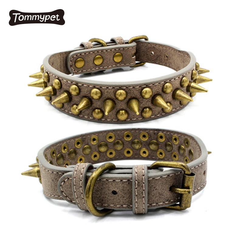 Usine de gros OEM personnalisé nouveau design chien Spike collier petit grand cuir PU collier de chien en bronze