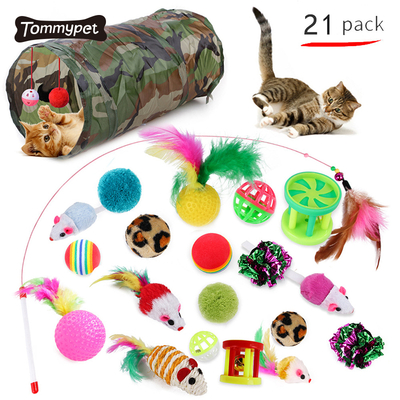 2021 Amazon Best-seller Feather mouse Interactive Gift Pet Peluche Chat Toy Set pour chat